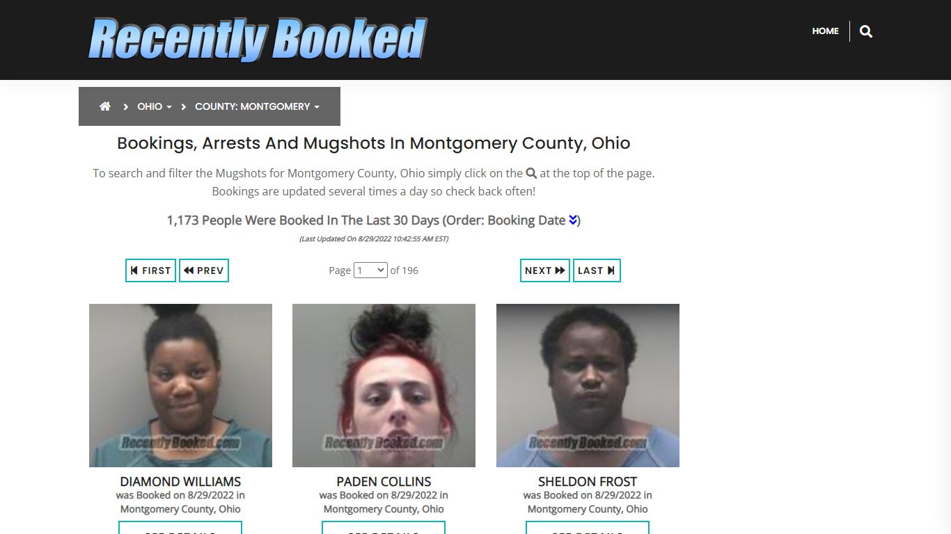 Bookings, Arrests and Mugshots in Montgomery County, Ohio